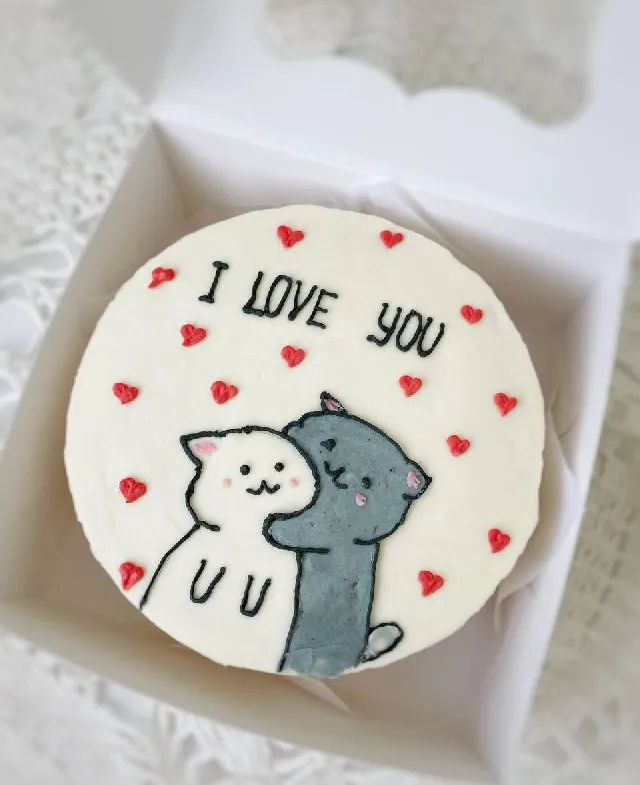 Бенто-торт Котики-сердечки