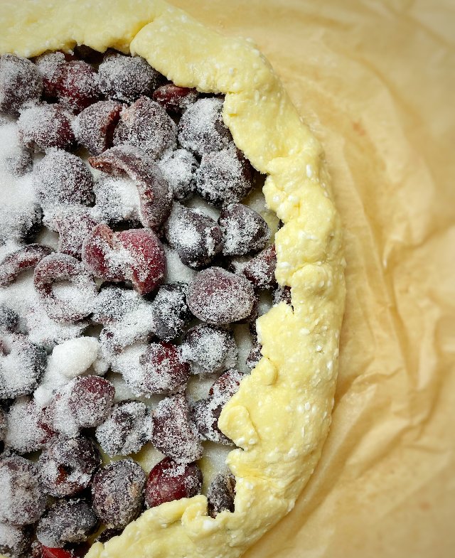 cottage cheese galette with cherries